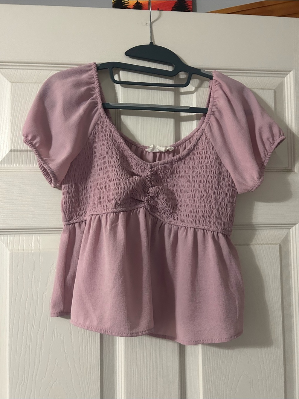 Pink Rose Dusty Pink Smocked Peplum Blouse